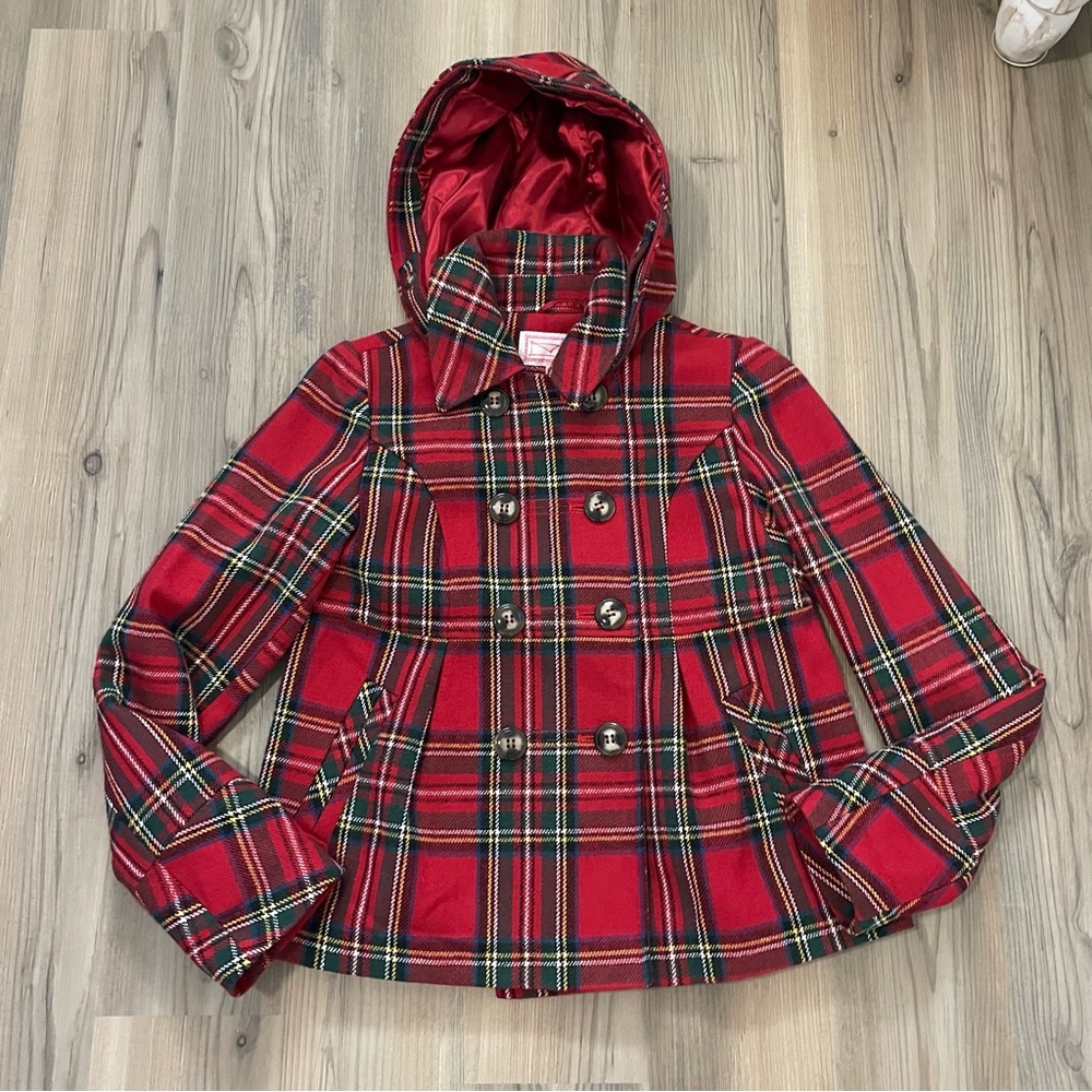 Pink Envelope Plaid Peacoat Size M